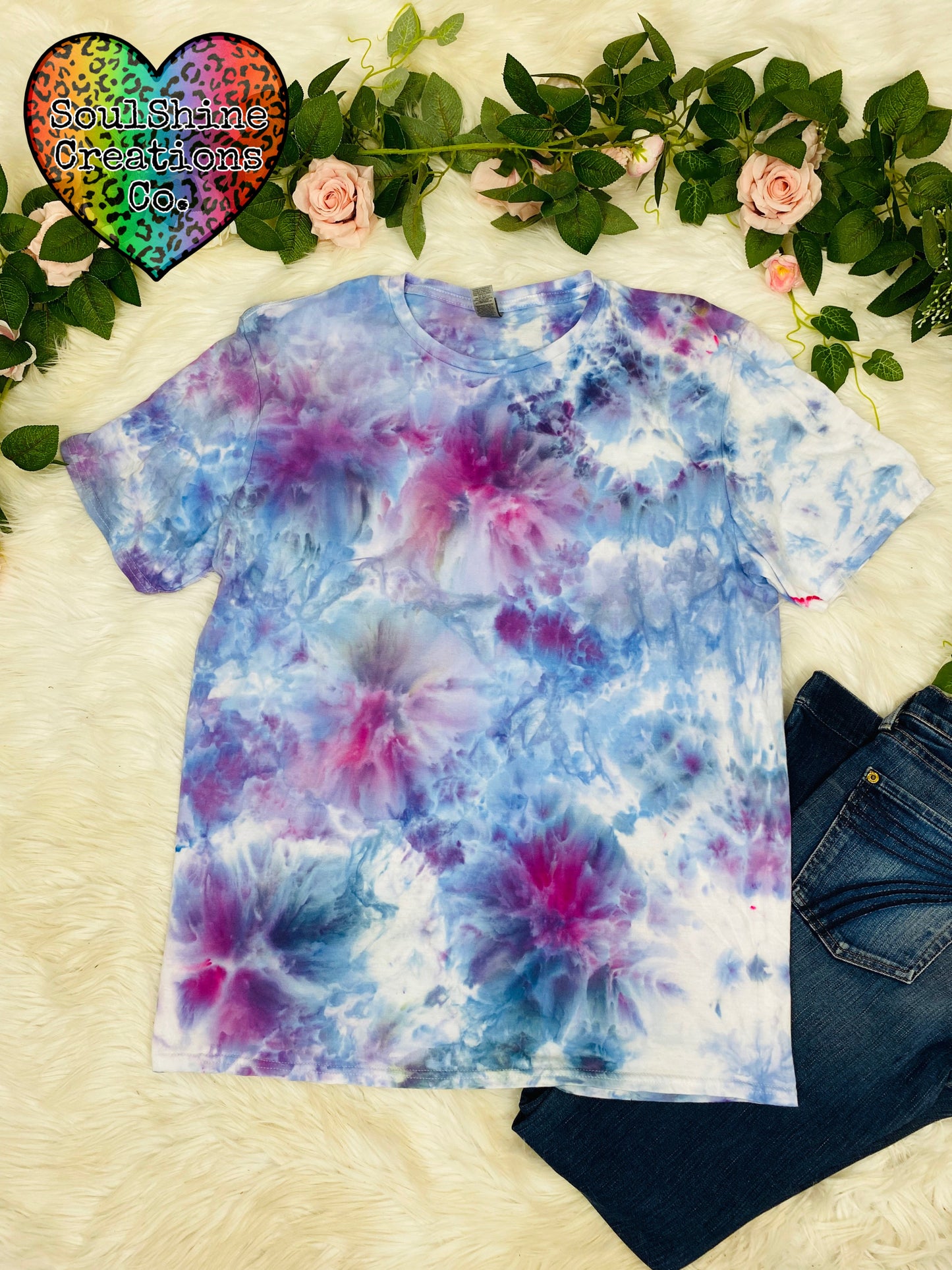 Cherry Blossoms Ice Dye Shirt size Large