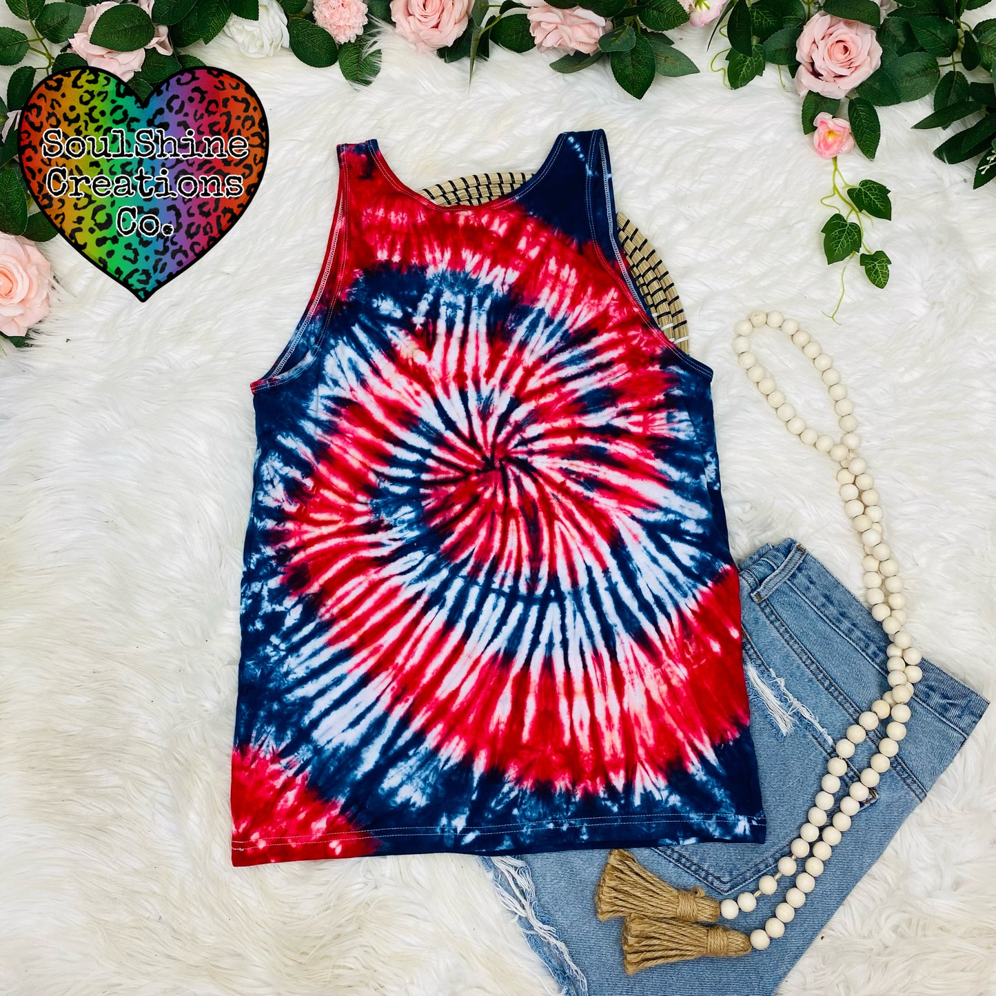 Independence Red White Blue Spiral Tie Dye Shirt