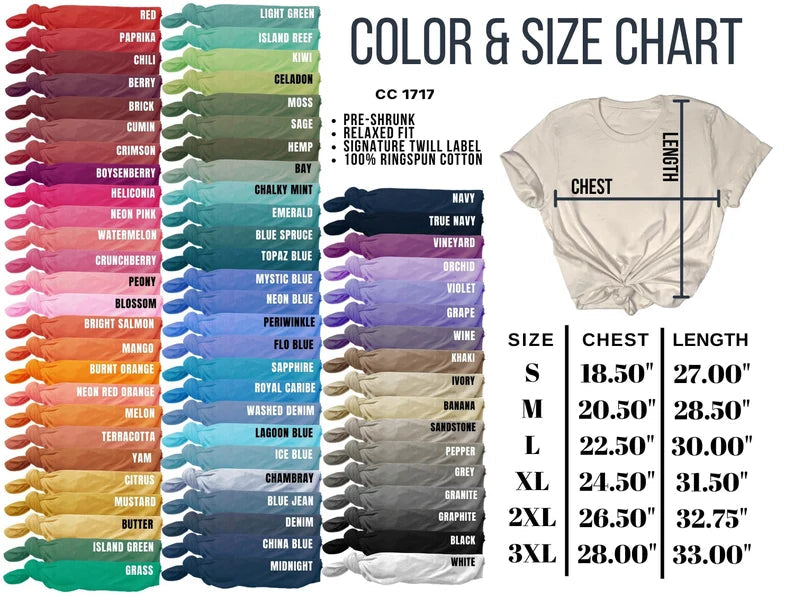 Comfort Colors Swatch Chart  Comfort colors sweatshirt, Comfort