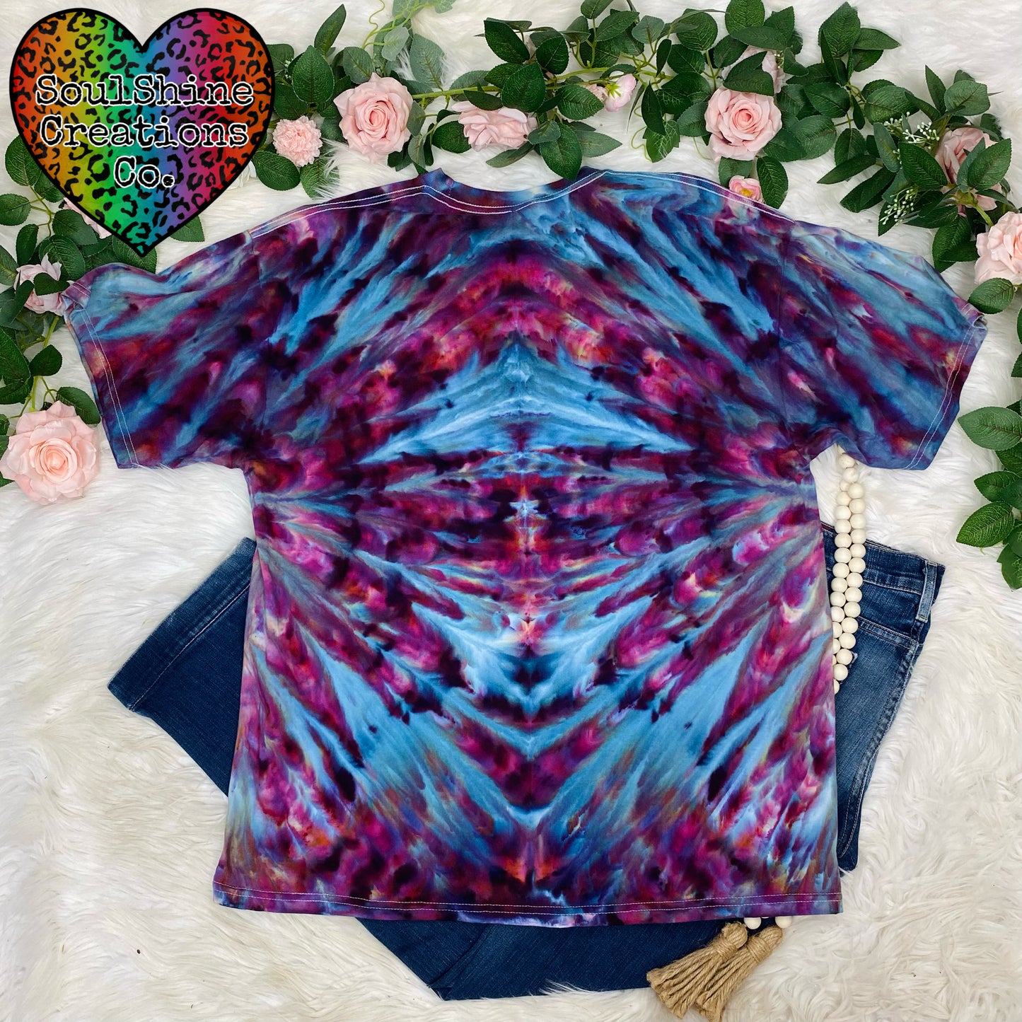 Kaleidoscope Double Side Burst Incline Ice Dye Shirt Size XL
