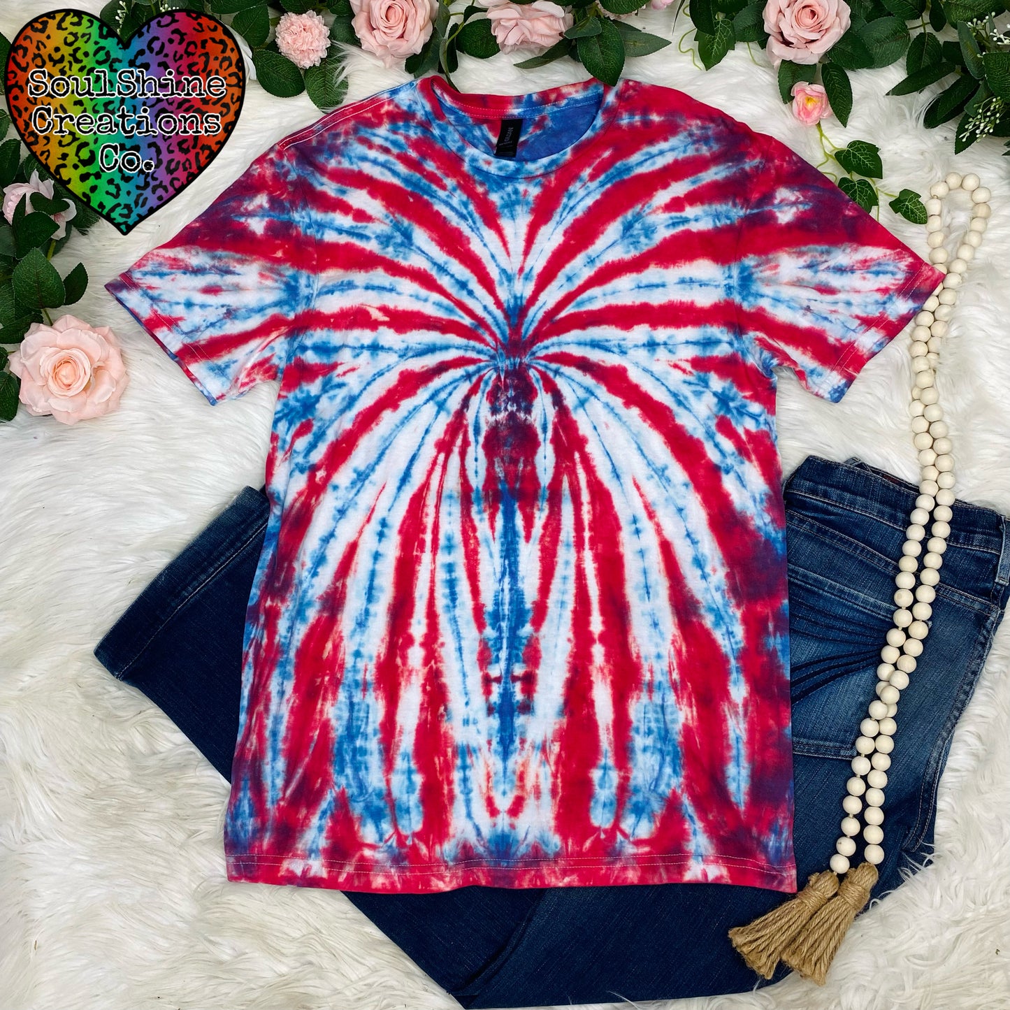 Fireworks Red White Blue Tie Dye Shirt