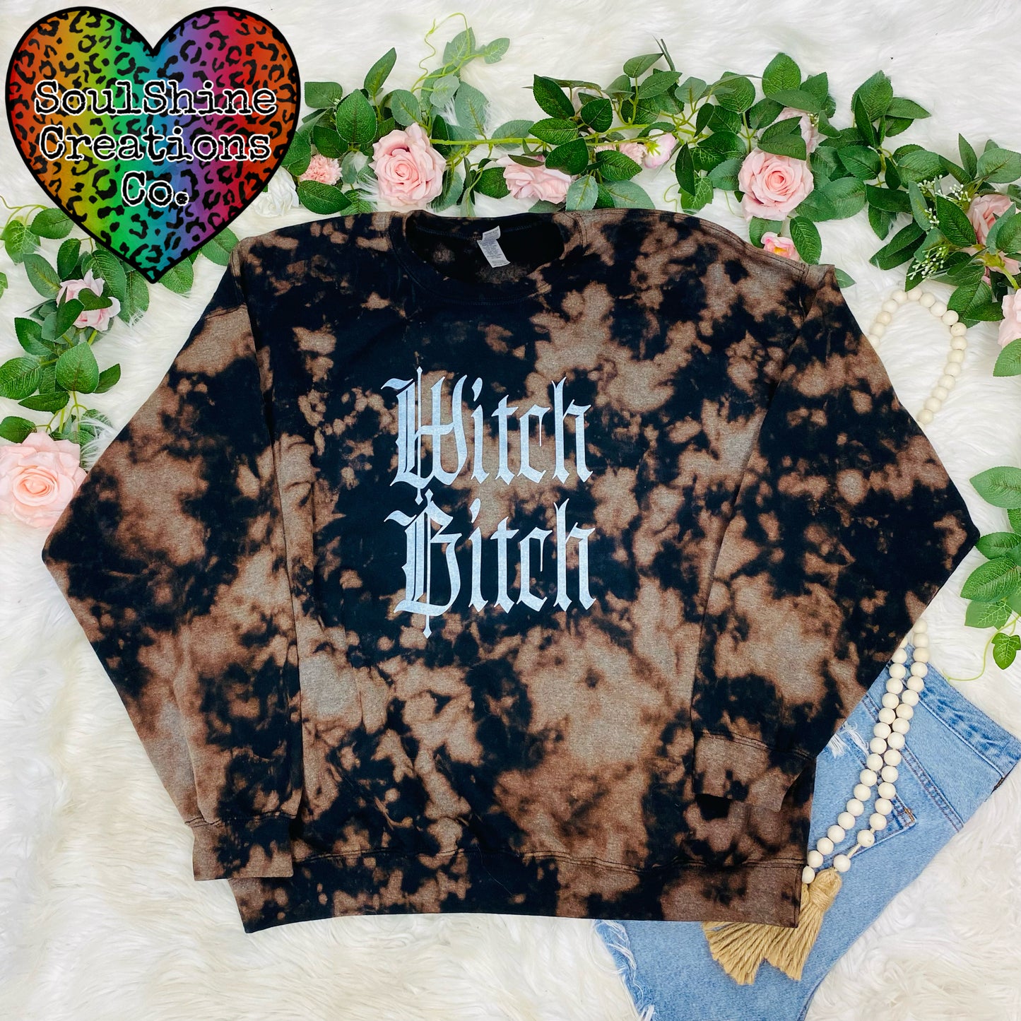 Witch Bitch Glow in the Dark Bleached Sweater