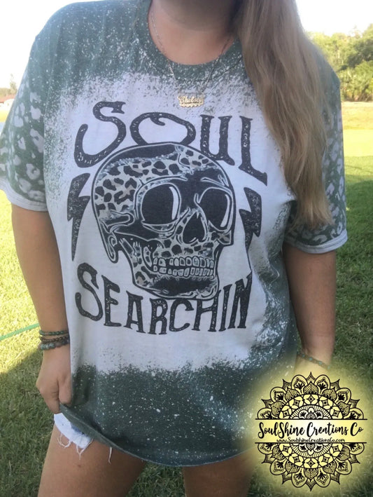 Soul Searchin Leopard Print Bleached Shirt