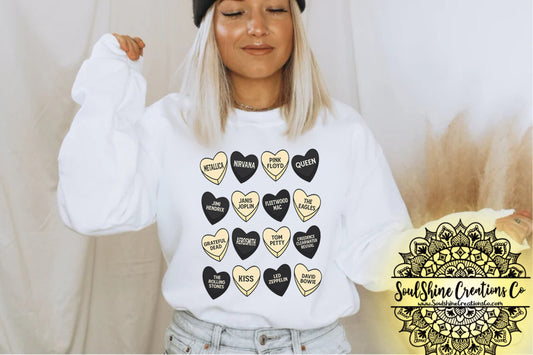 Candy Hearts Rock Bands Sweater