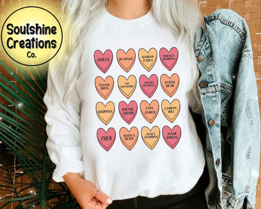 Diva Female Singers Candy Hearts Sweater