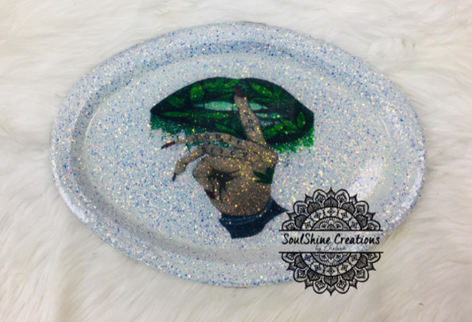 Lips Glitter Oval Rolling Tray