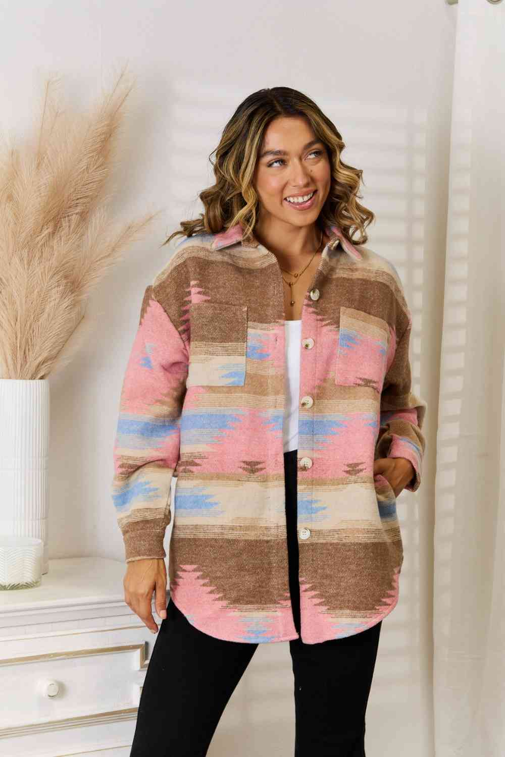 Southwestern Button Down Jacket Aztec Print