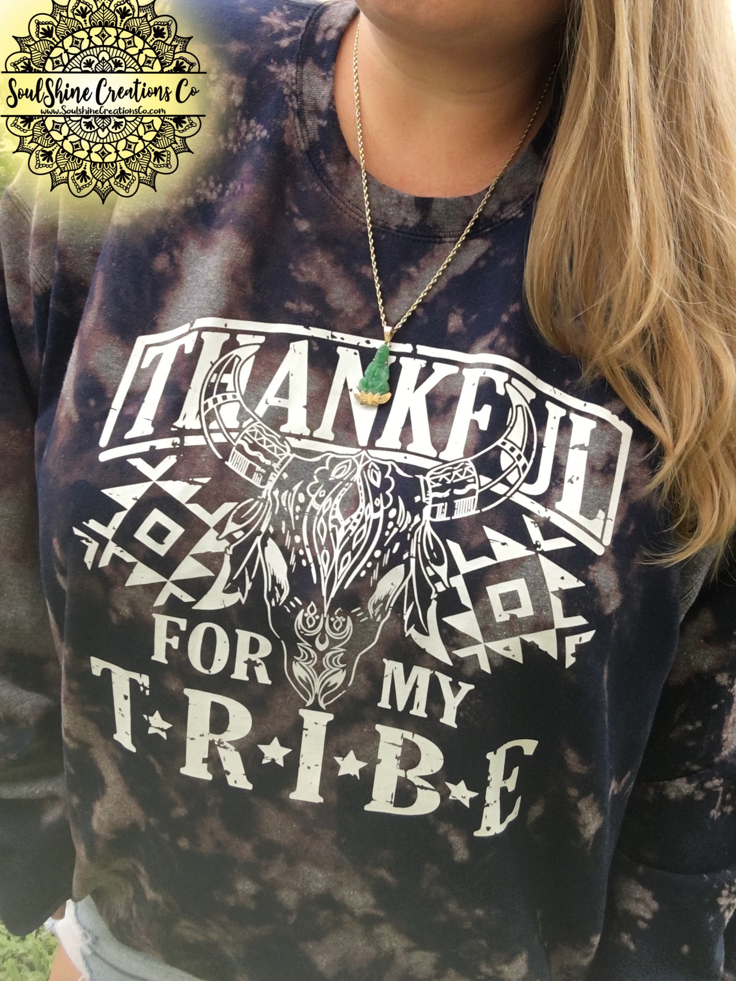 Thankful for My Tribe Bleached Sweater