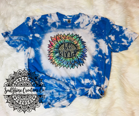 Be Kind Tie Dye Sunflower Bleached Shirt