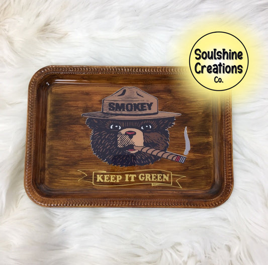 Smokey Woodgrain Rolling Tray