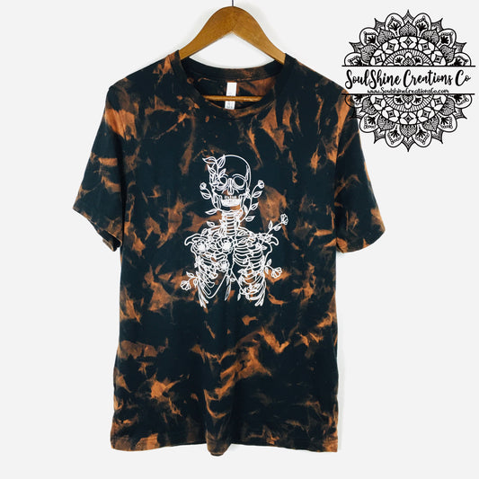 Floral Skeleton Grunge Bleached Shirt