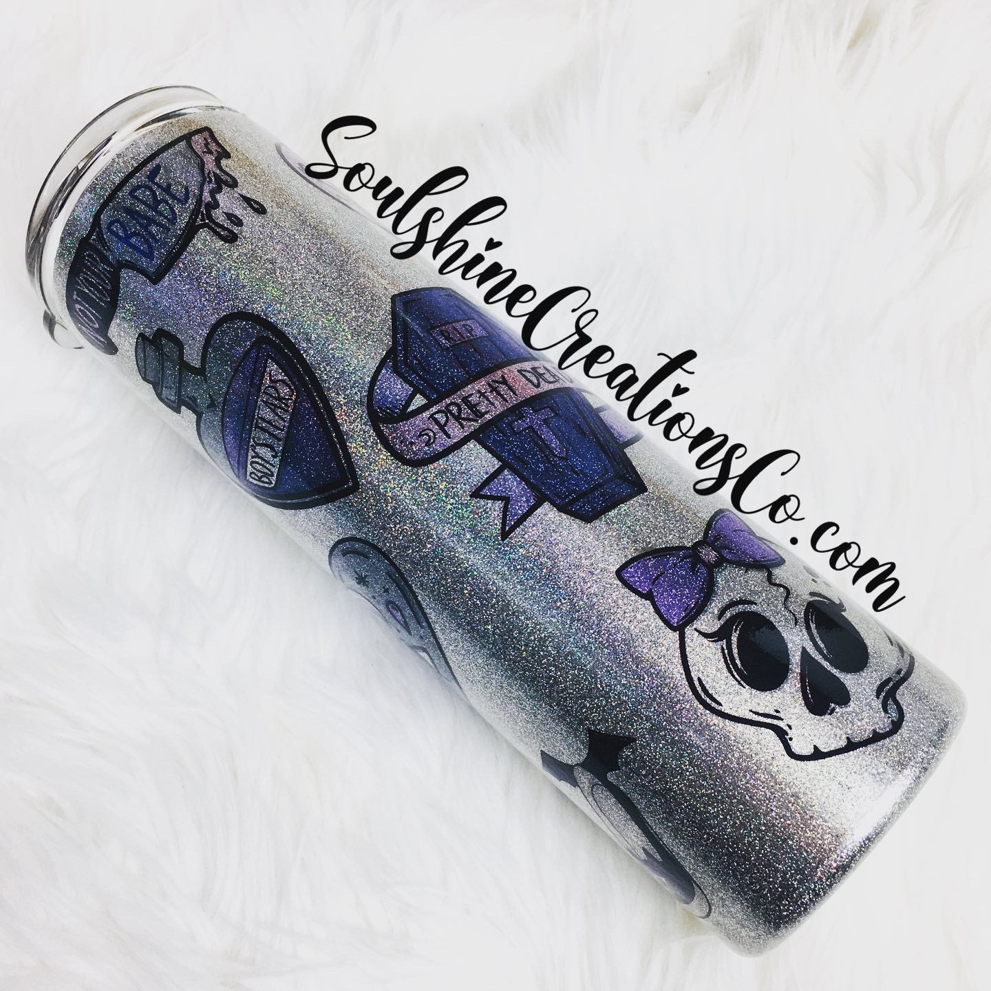 Spooky Gal Pastel Goth Holographic Glitter Tumbler