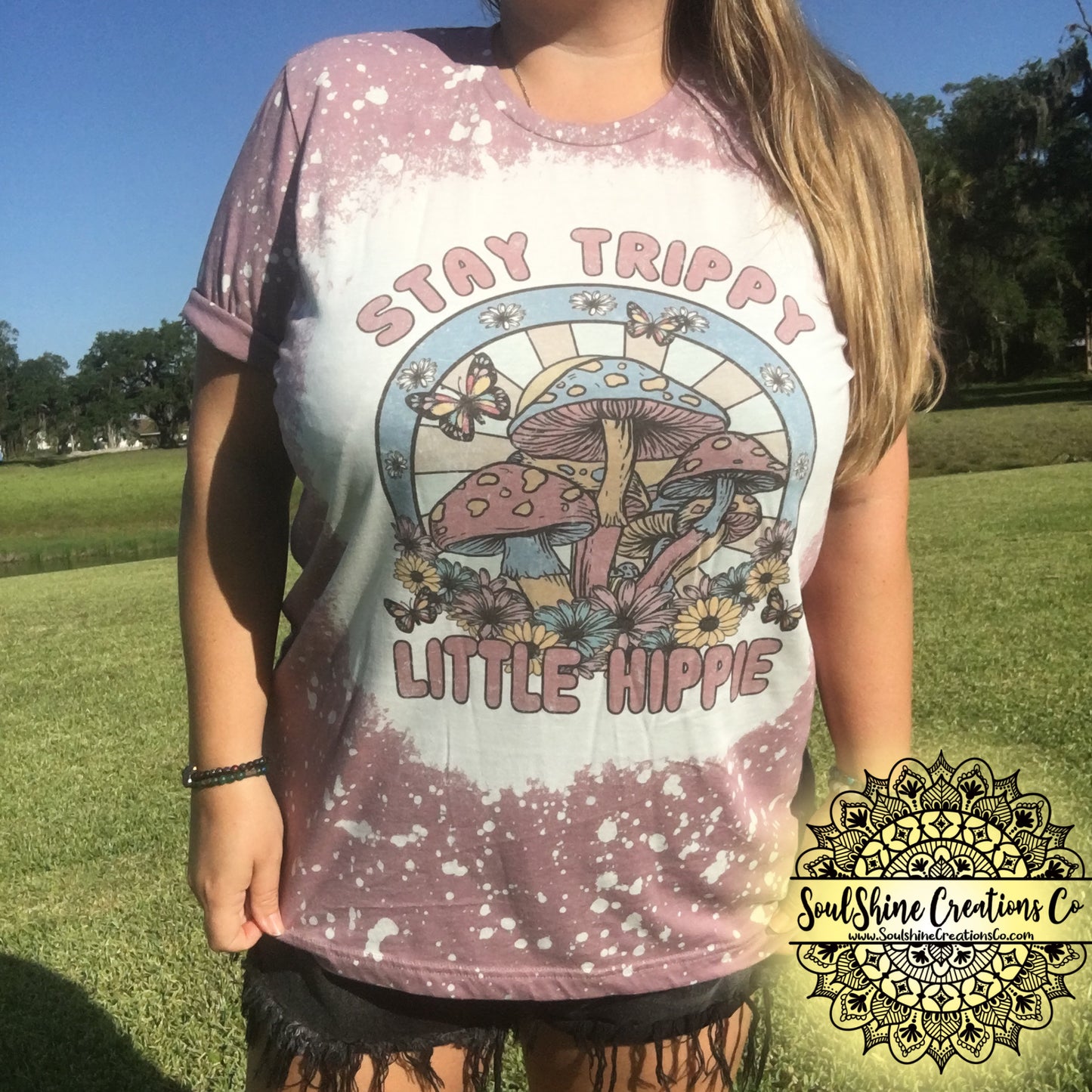 Stay Trippy Little Hippie Bleached Shirt