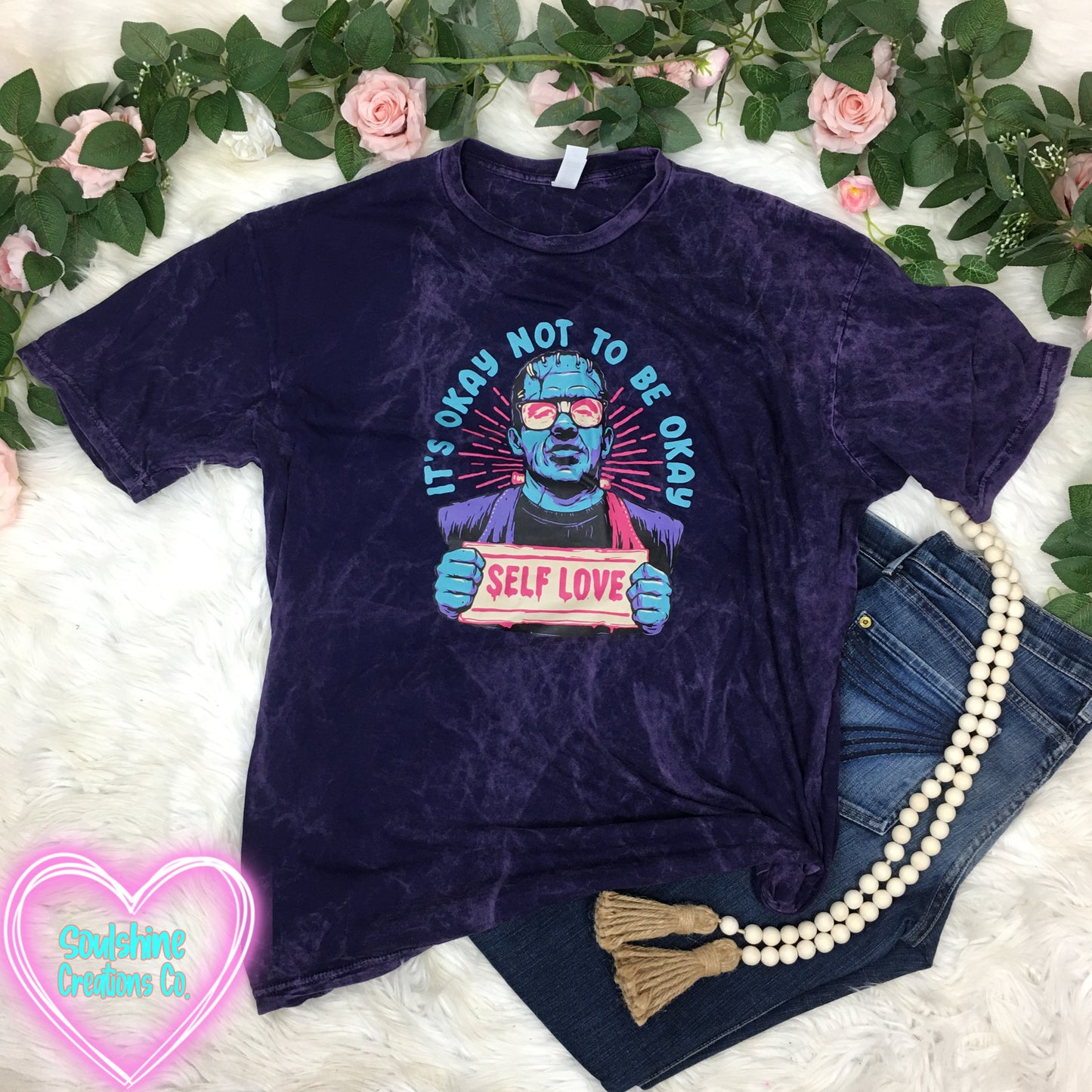 It’s Okay Not to be Okay Self Love Vintage Style Mineral Wash Shirt