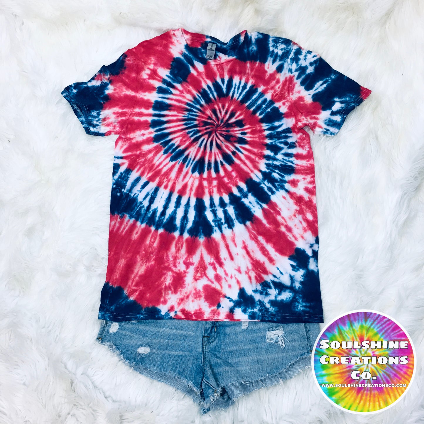 Independence Red White Blue Spiral Tie Dye Shirt