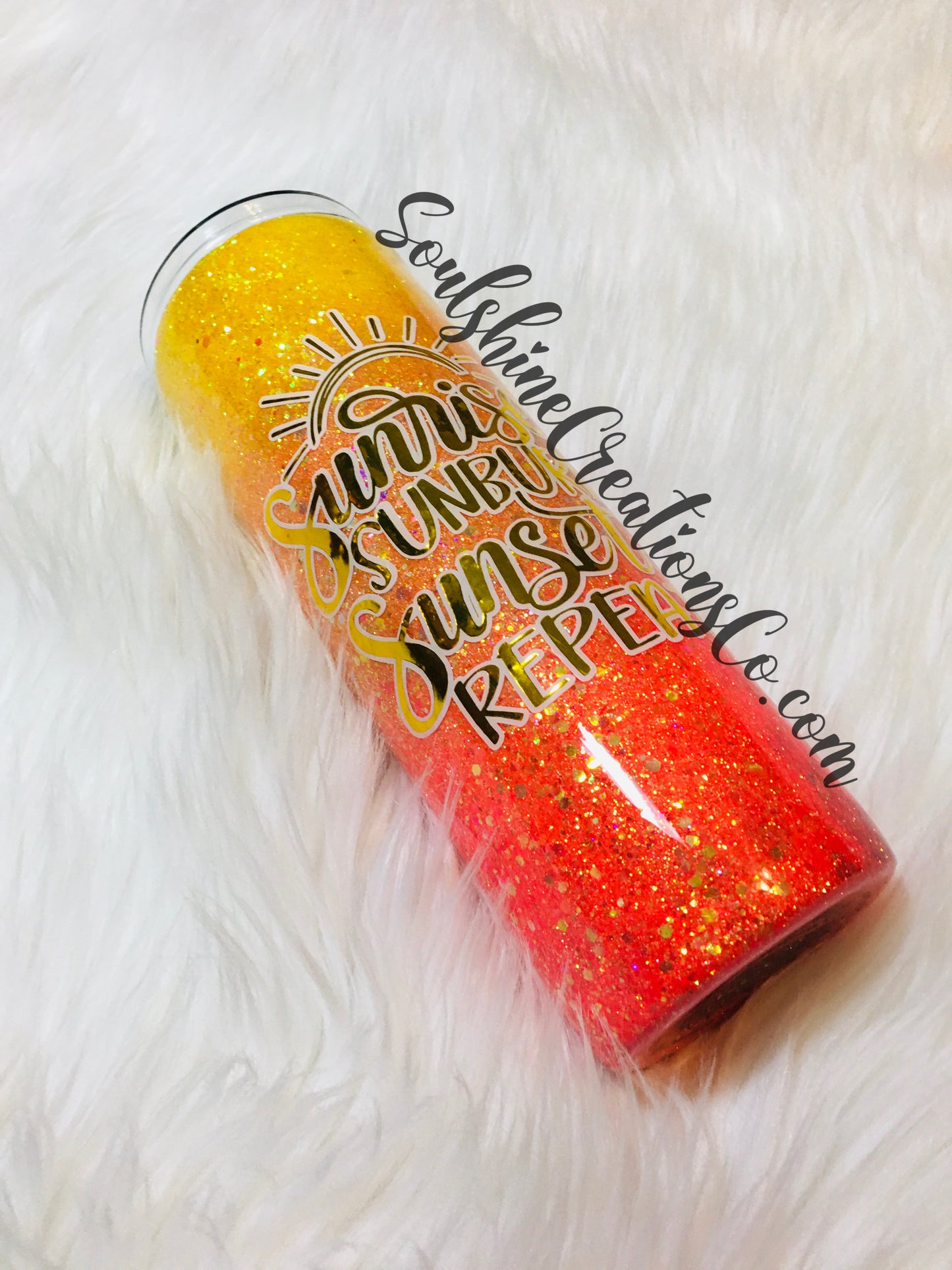 Sunrise Sunburn Sunset Repeat Ombre Glitter Tumbler