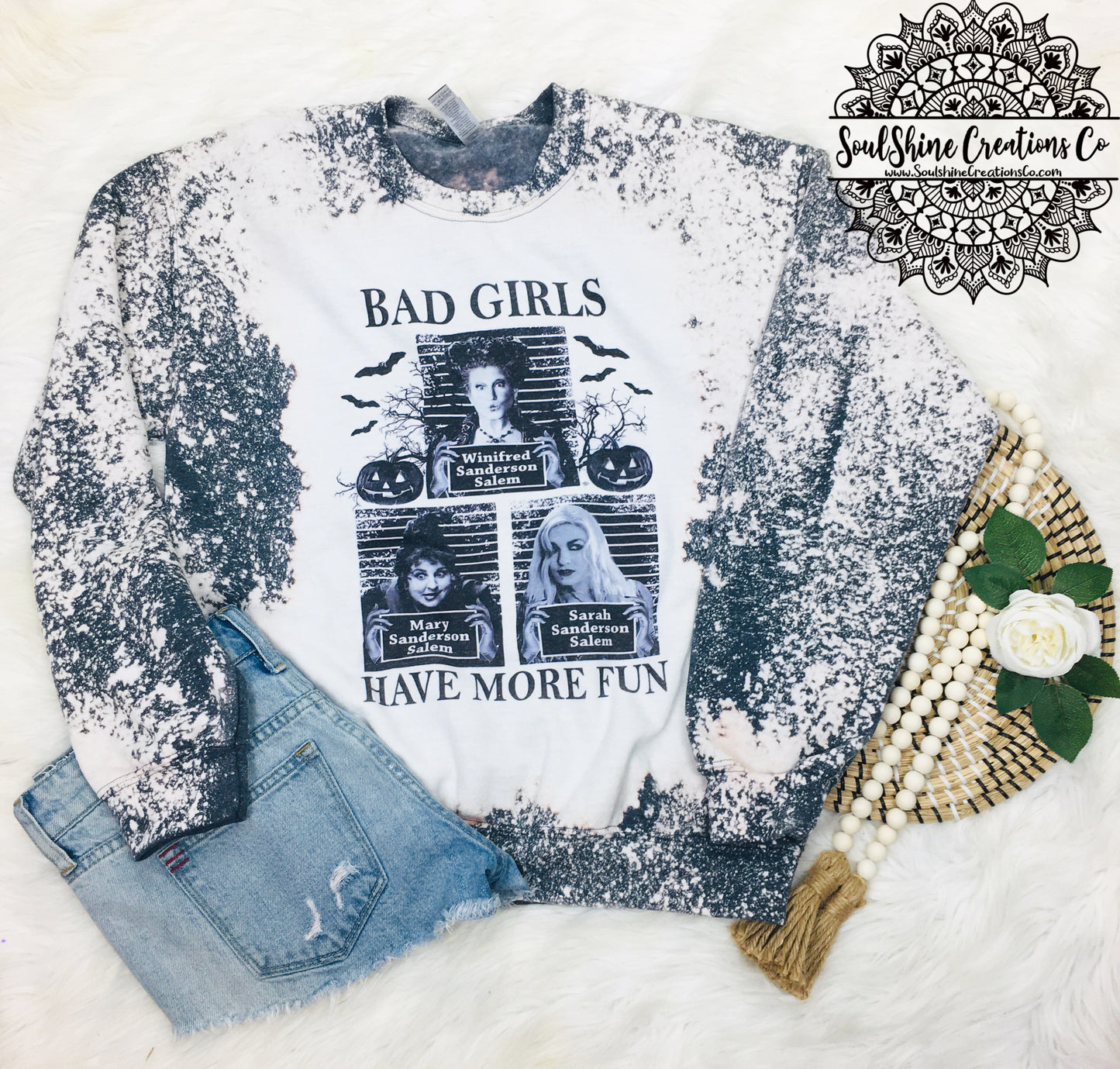 Bad Girls Have More Fun Halloween Bleached Sweater