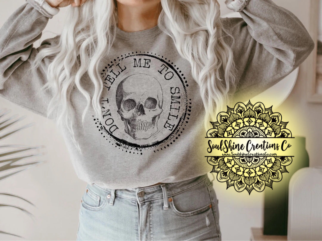 Don’t tell me to Smile Skull Sweater