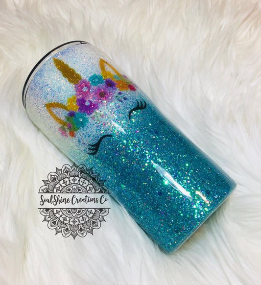 Unicorn Glitter Tumbler Cup