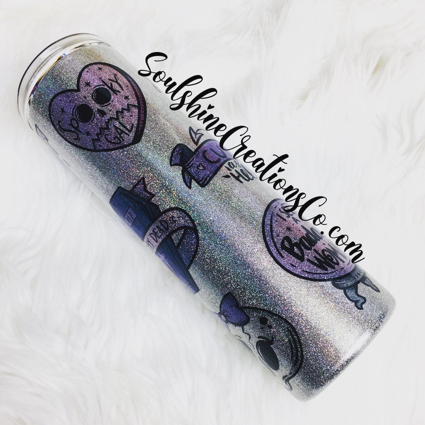 Spooky Gal Pastel Goth Holographic Glitter Tumbler