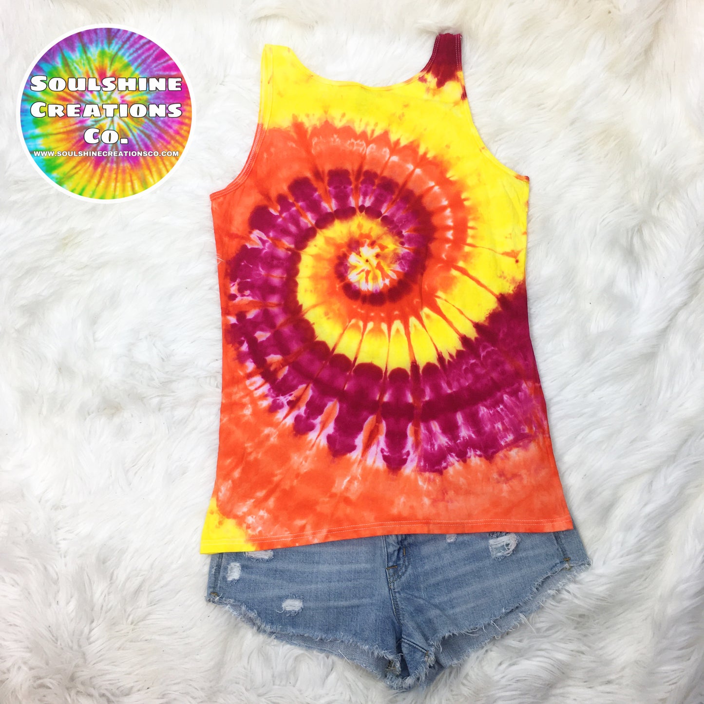 Sunburst Spiral Ice Dye Tie Dyed Tank Top