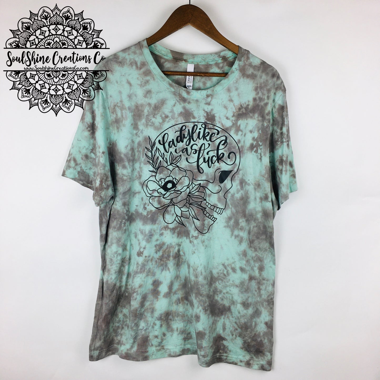 Lady AF Skull Mint Chocolate Hand Tie Dye Shirt