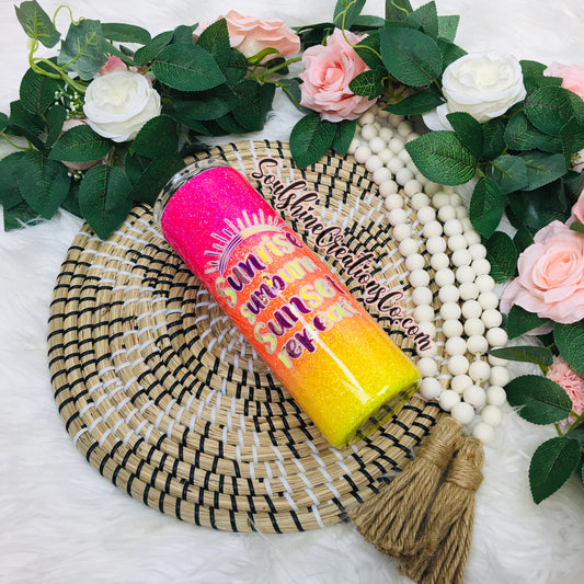 Sunrise Sunburn Sunset Repeat Glitter Ombre Tumbler