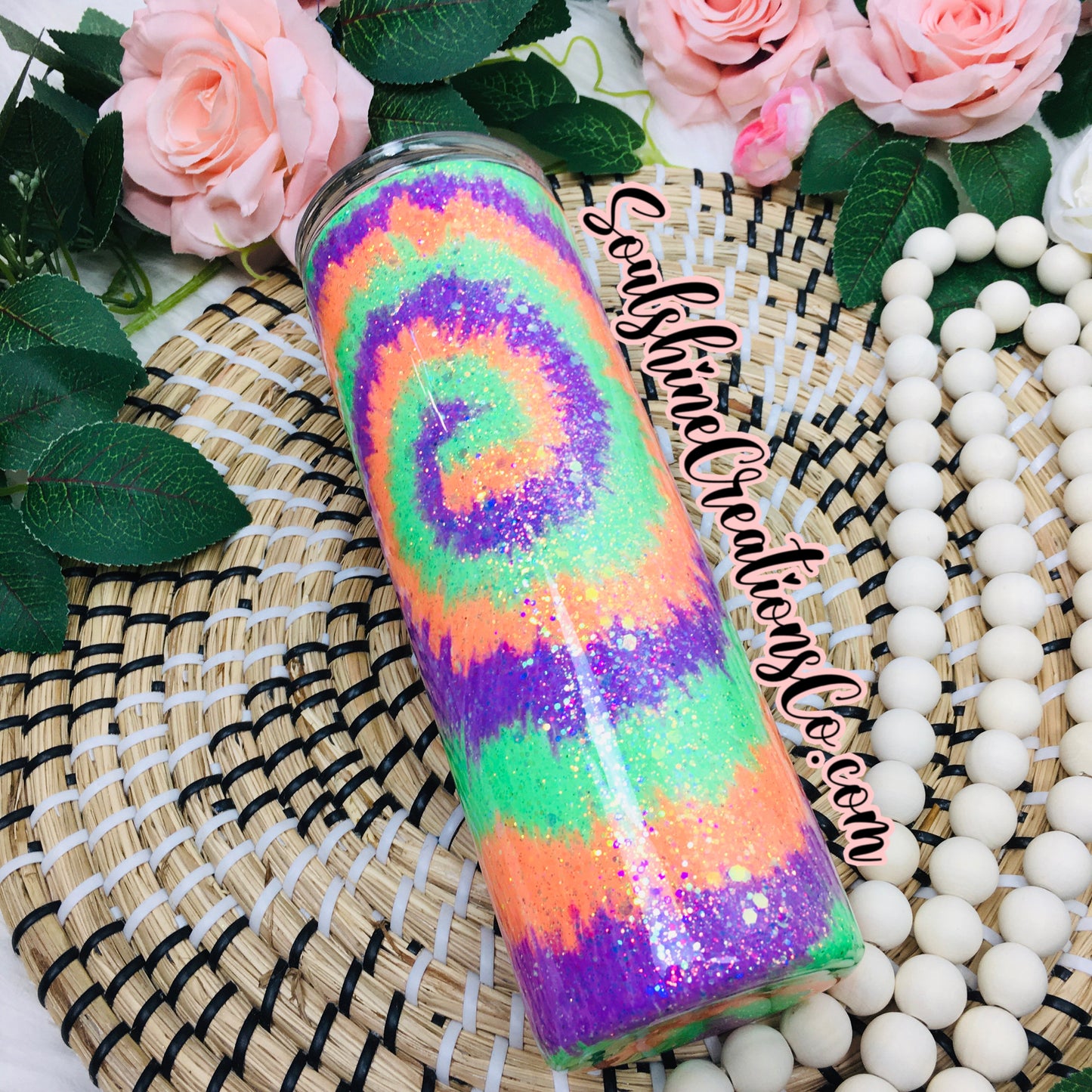 Halloween Tie Dye Glitter Tumbler