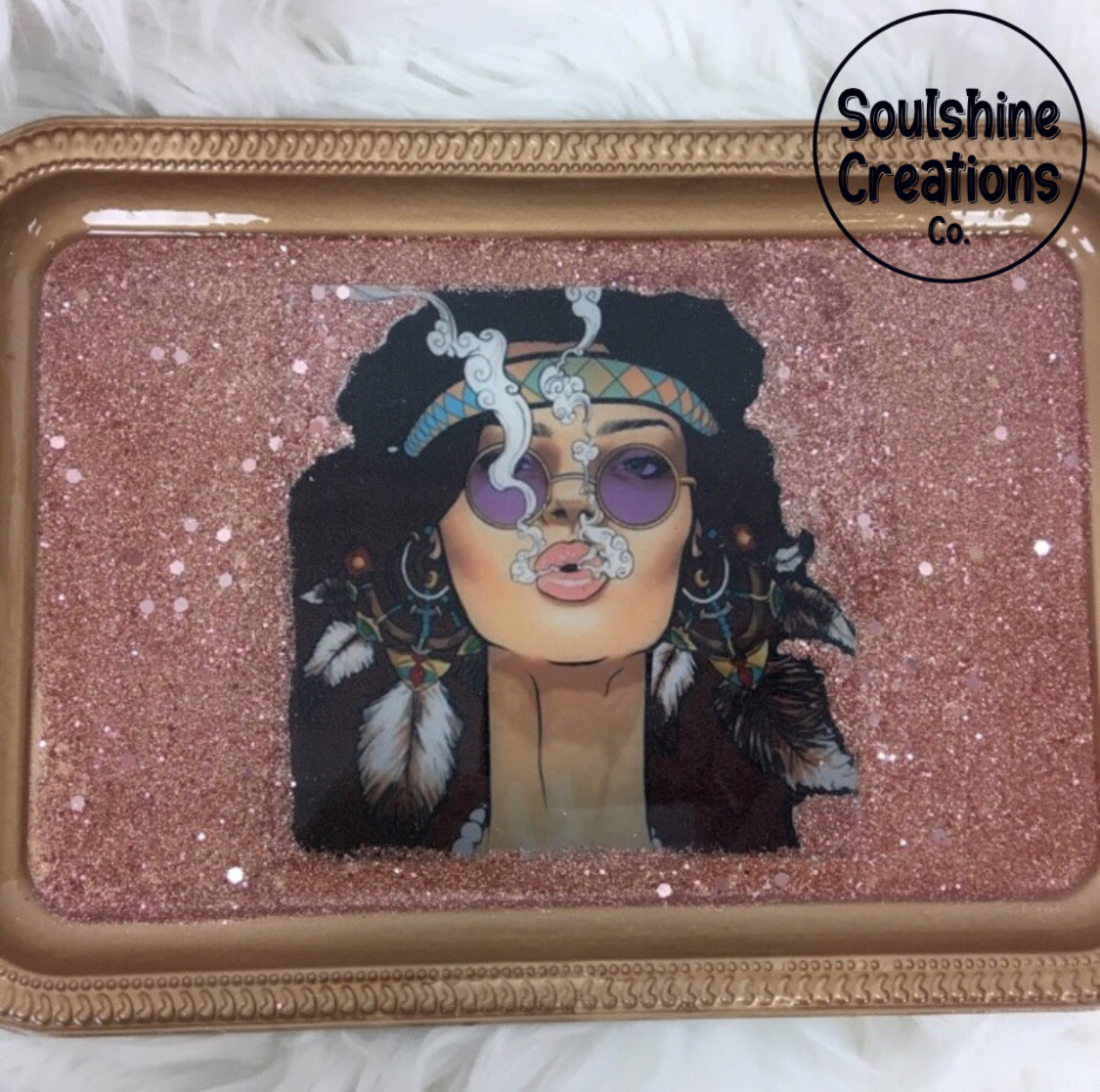 Hippie Chic Glitter Rolling Tray