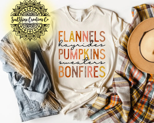 Flannels Hayrides Pumpkins Bonfires Shirt