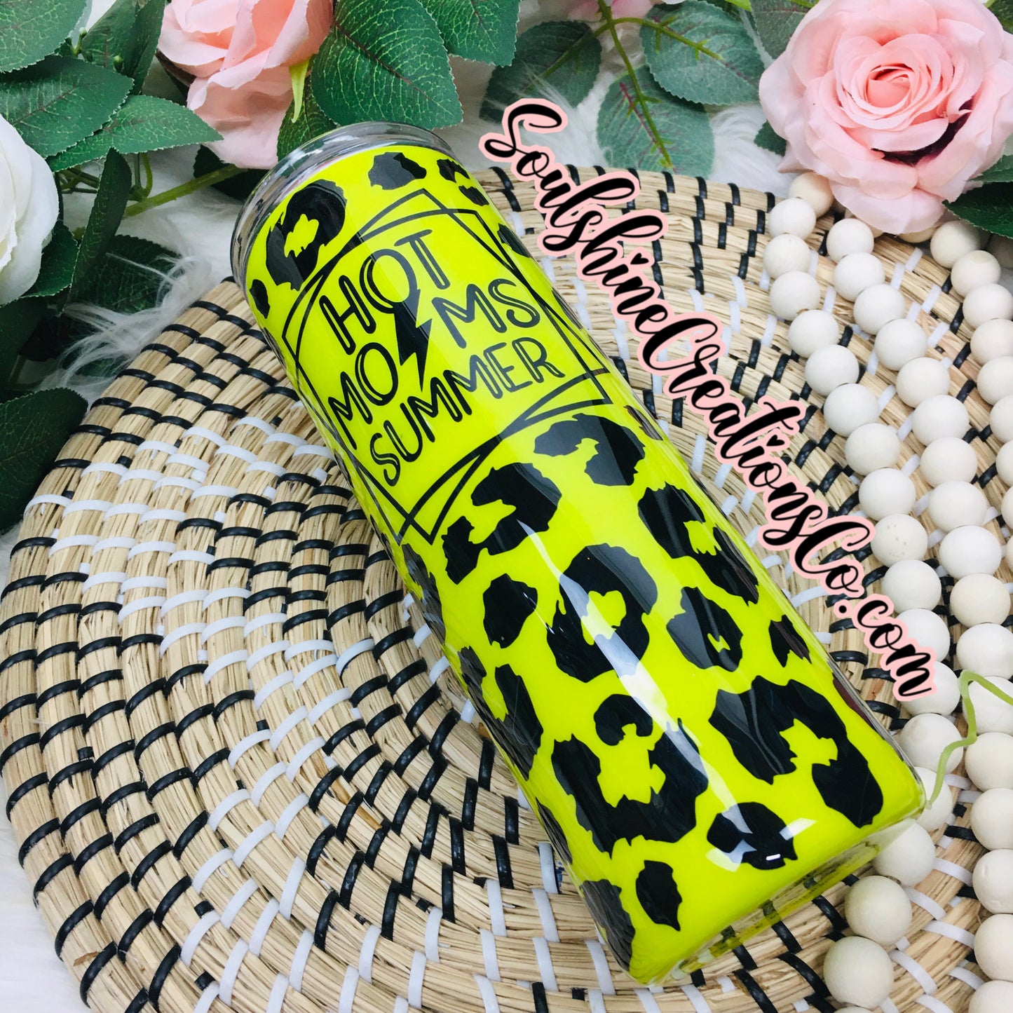 Hot Mom Summer Leopard Print Skinny Tumbler