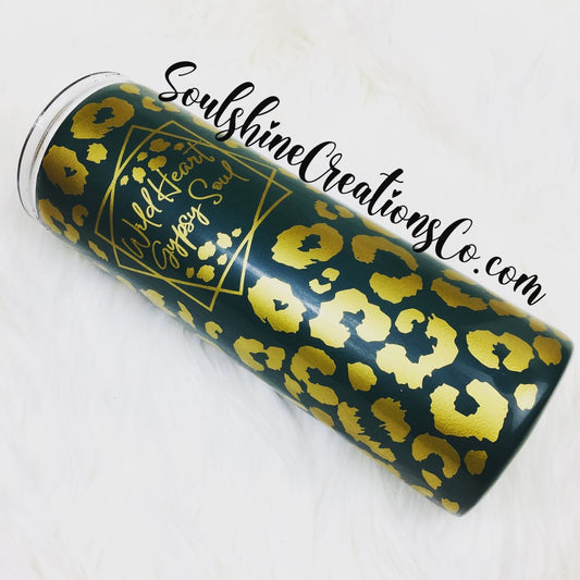 Wild Heart Gypsy Soul Leopard Matte Tumbler