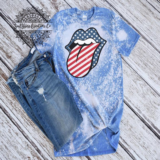 Stars & Stripes Lips Bleached Shirt