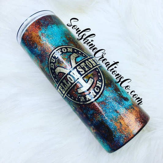 Patina Distressed Glitter Tumbler