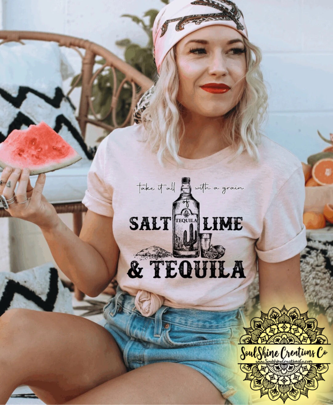 Take it all with a grain of salt lime & tequila shirt