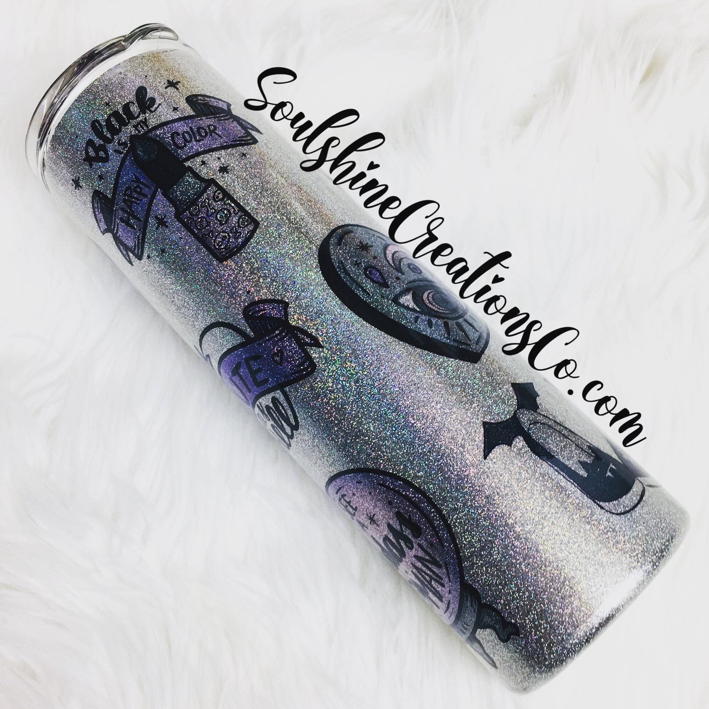 Spooky Gal Pastel Goth Holographic Glitter Tumbler