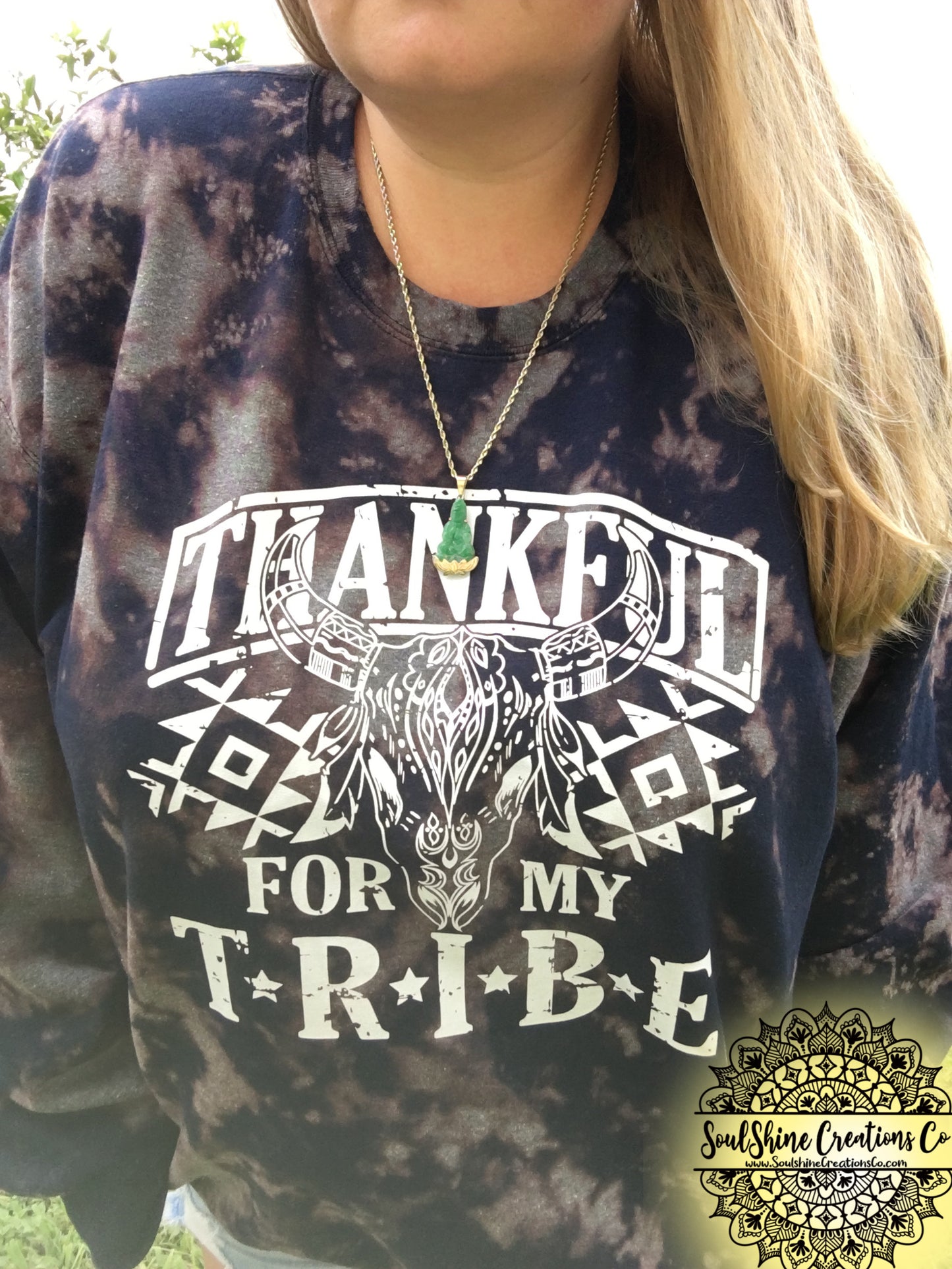 Thankful for My Tribe Bleached Sweater