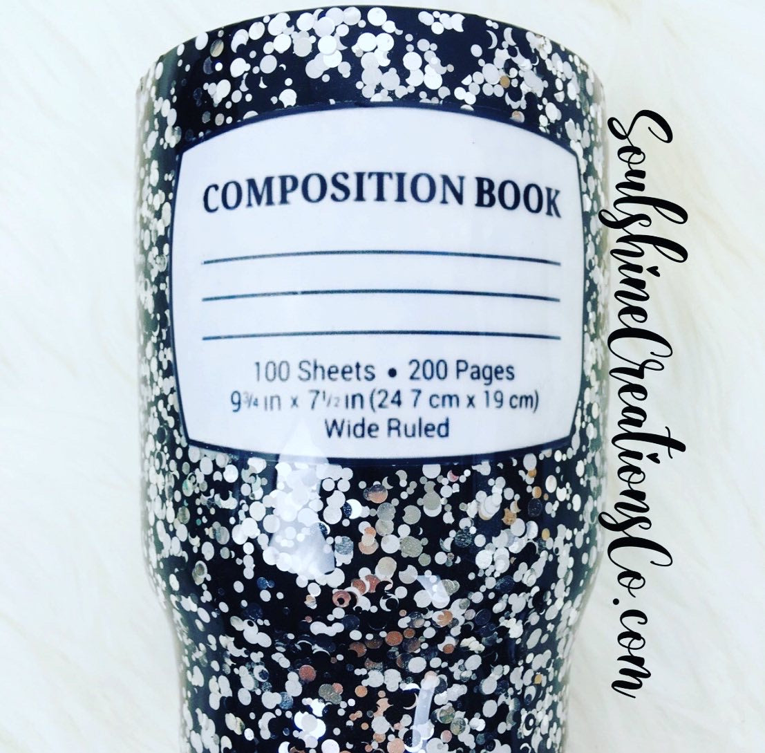 Composition Book Glitter Tumbler