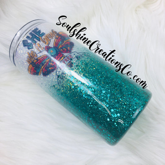 She who is Brave is Free Glitter Tumbler