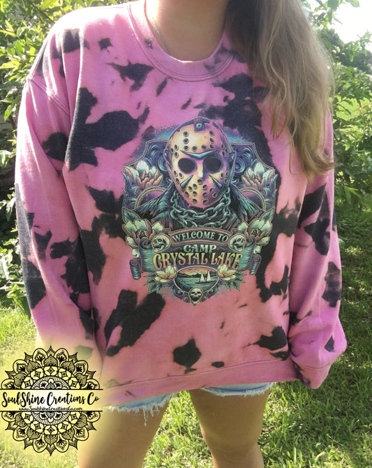 Camp Crystal Lake Reverse Tie Dye Sweater