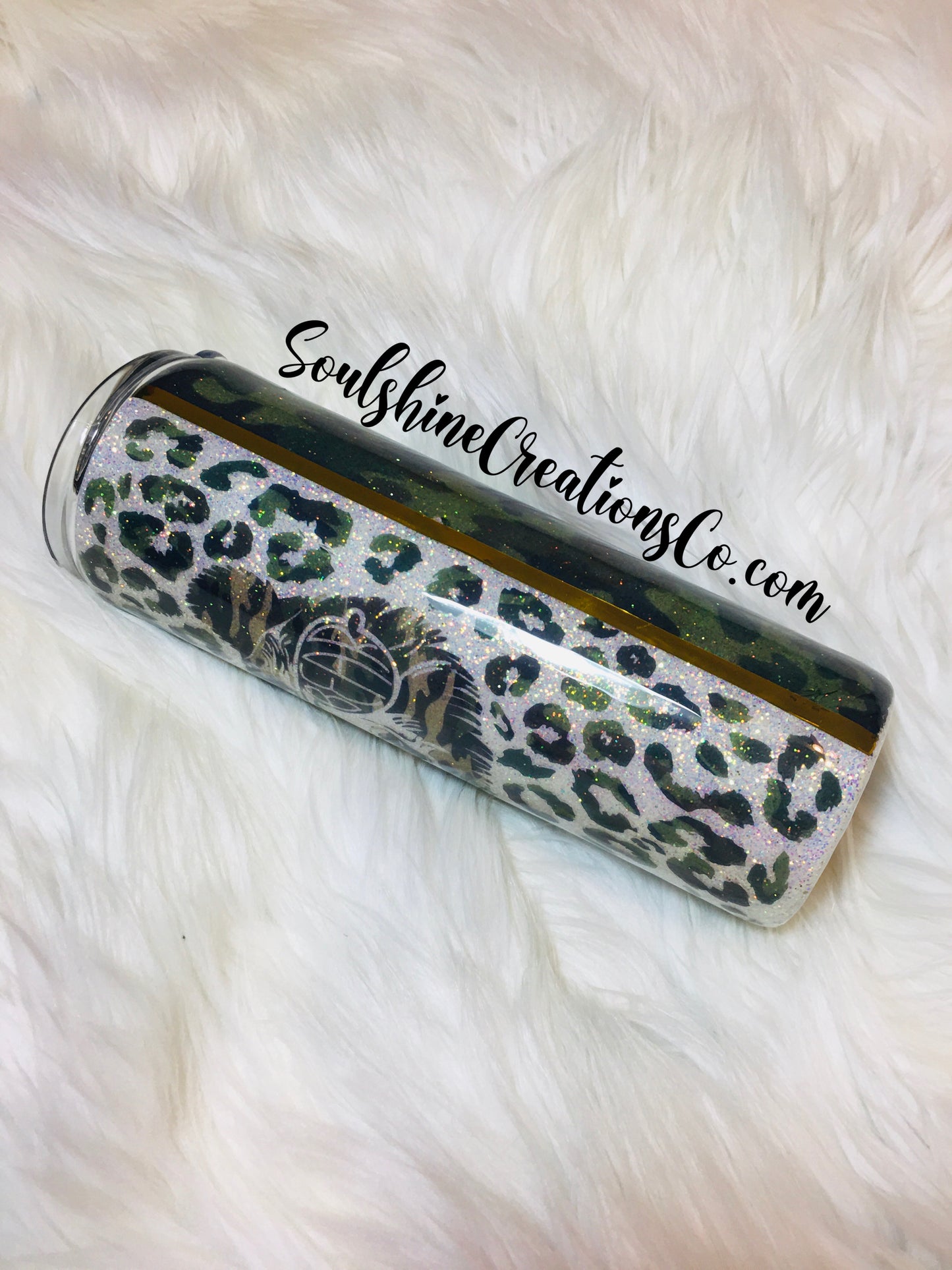 Mama Bear Camo Camouflage Leopard Glitter Tumbler