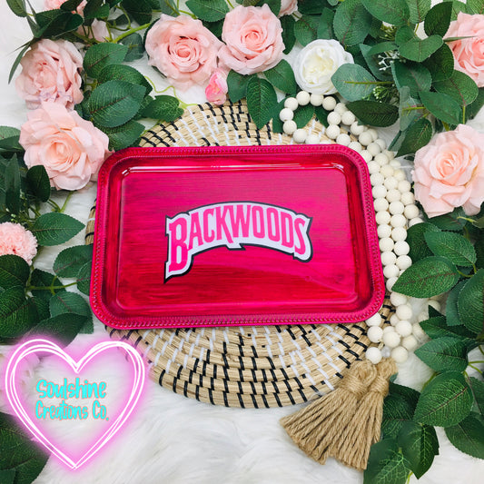 Pink Woodgrain Backwoods Rolling Tray