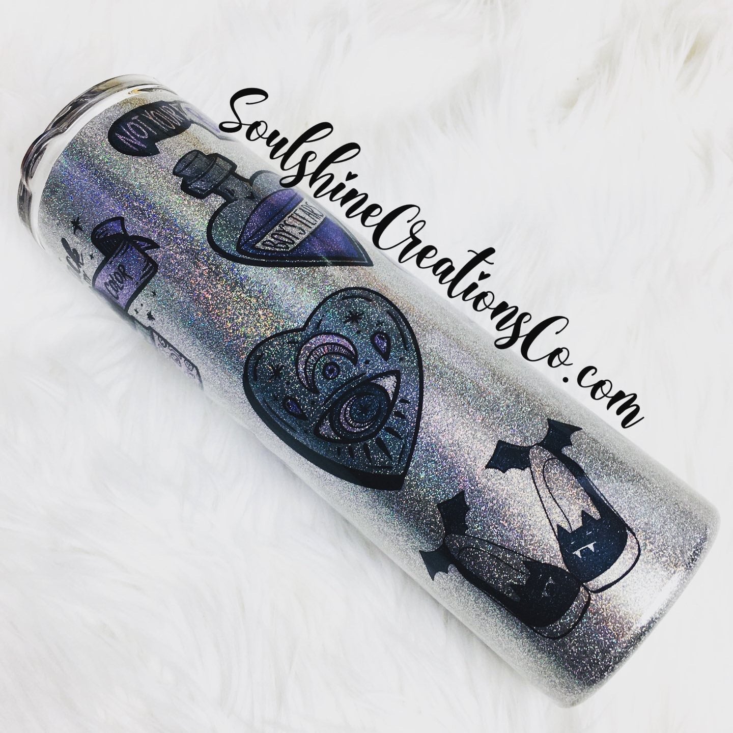 Spooky Gal Pastel Goth Holographic Glitter Tumbler