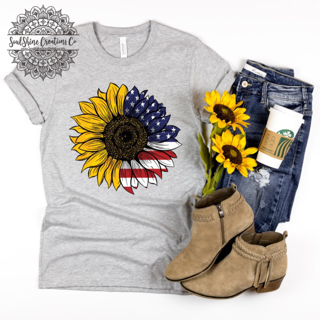 Sunflower American Flag Shirt