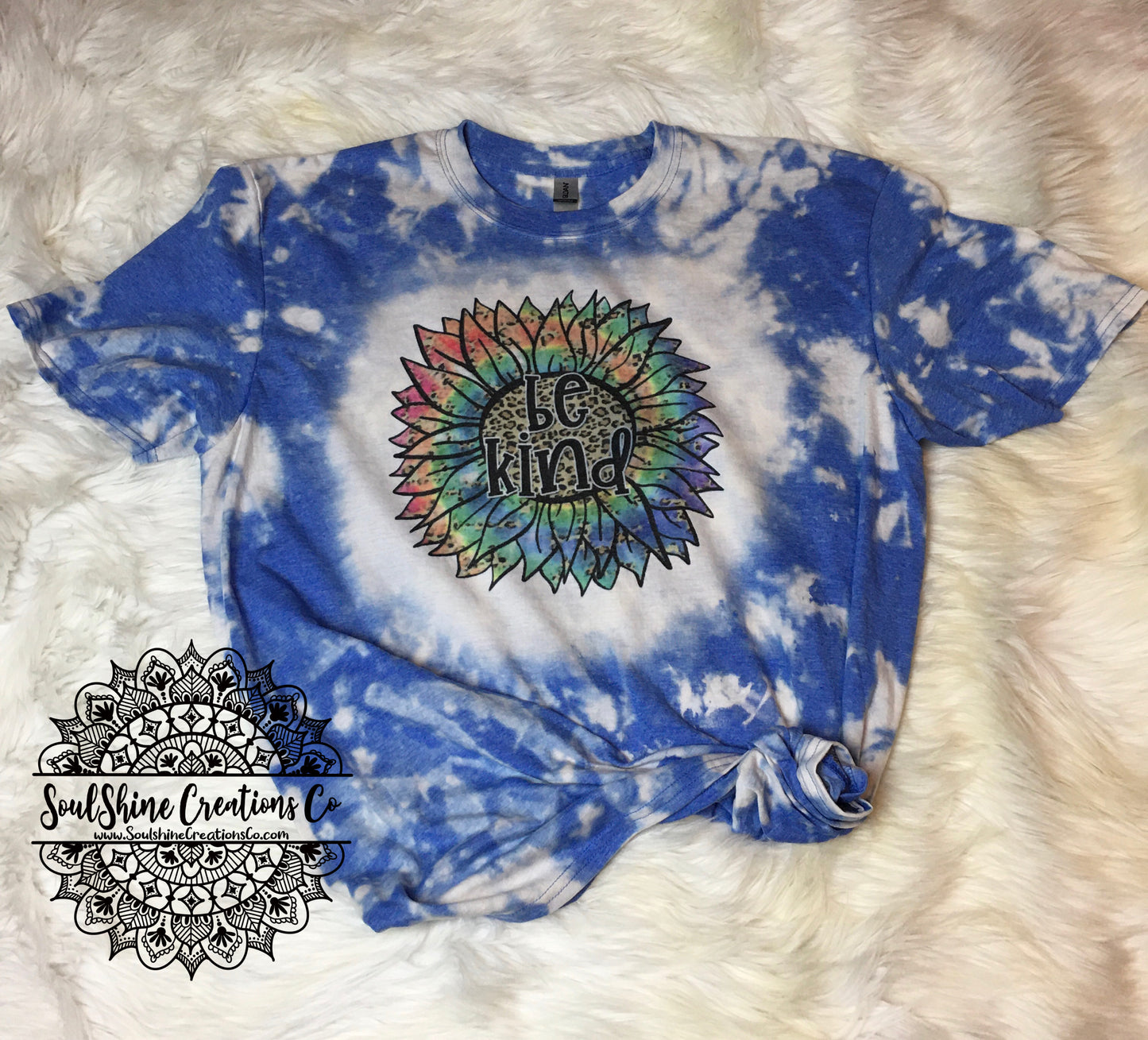 Be Kind Tie Dye Sunflower Bleached Shirt