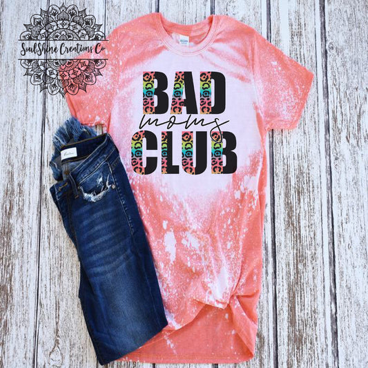 Bad Moms Club Leopard Print Bleached Shirt