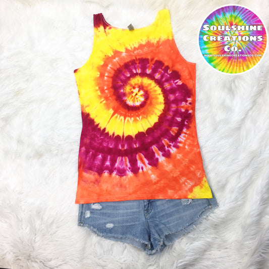 Sunburst Spiral Ice Dye Tie Dyed Tank Top