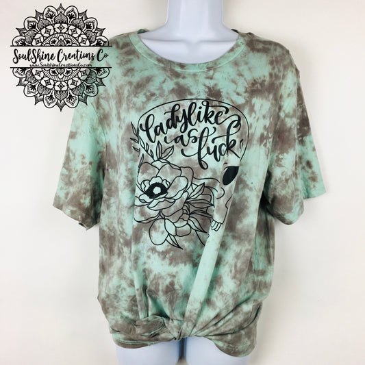 Lady AF Skull Mint Chocolate Hand Tie Dye Shirt