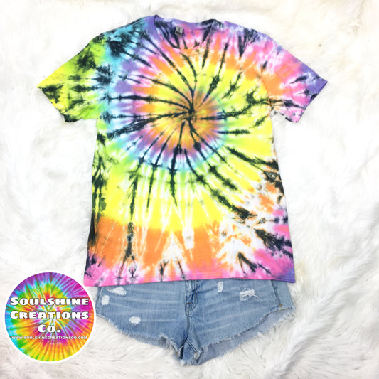 Pastel Rainbow Spiral Web Tie Dye Shirt