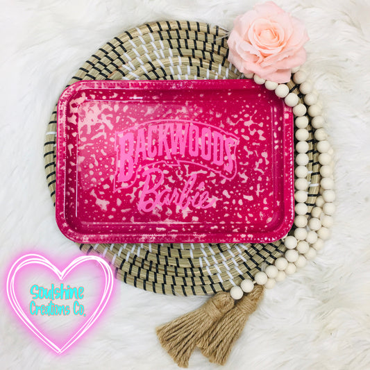 Backwoods Barbie Pink Splatter Rolling Tray